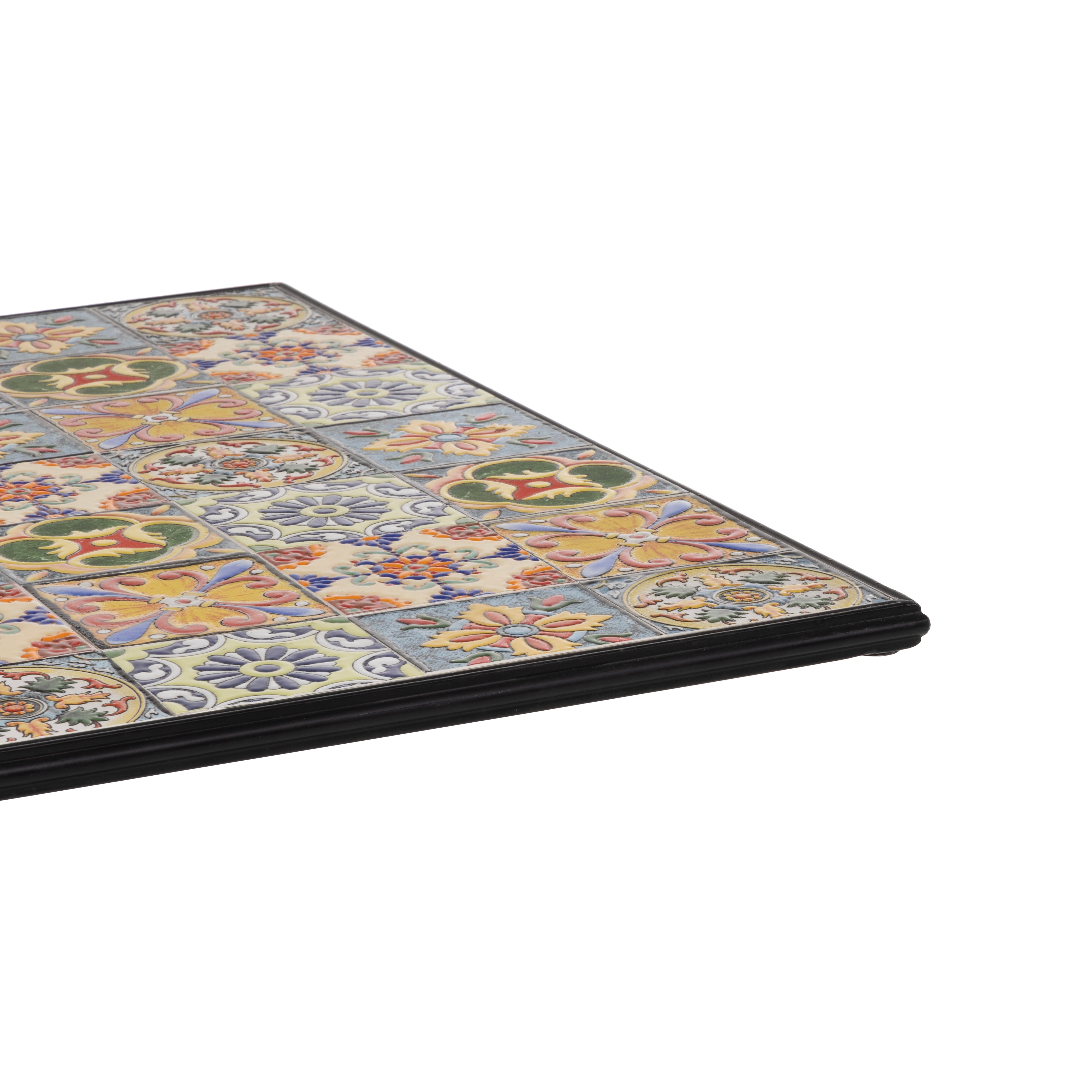 VESTIAMO CASA - Tavolo Quadrato in metallo nero con top maioliche - h75x70x70 cm
